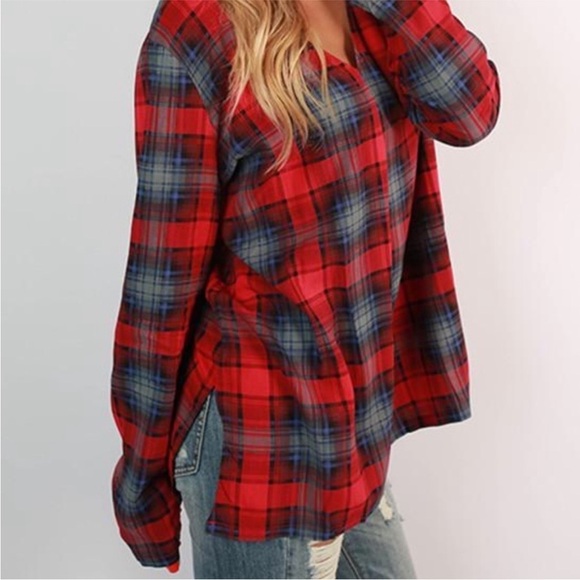 Piko 1988 Plaid Print Long Sleeve Pullover Top‎ - Picture 2 of 12
